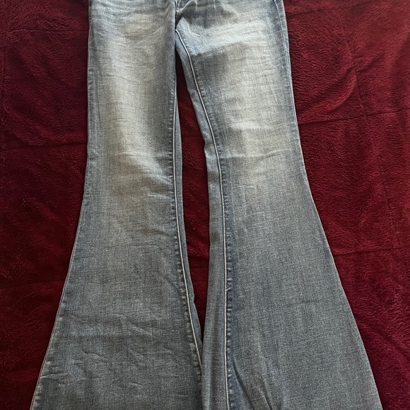 BKE Blue Flare Wide Leg Jeans with Distressed Hem - Picture 5 of 8